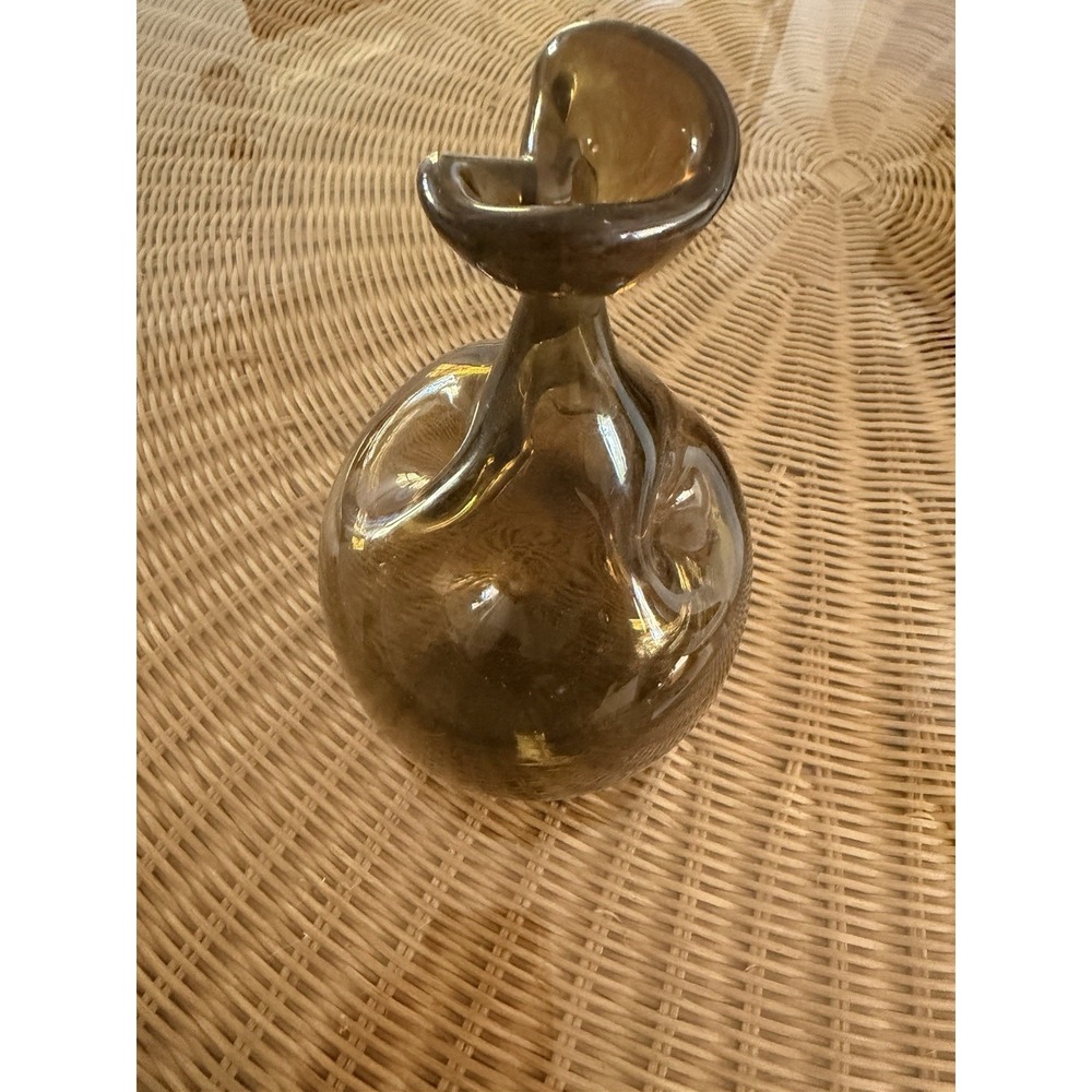 VINTAGE BLENKO Pinch Neck Vase BURNT HONEY MID CENTURY HAND BLOWN WORK OF ART